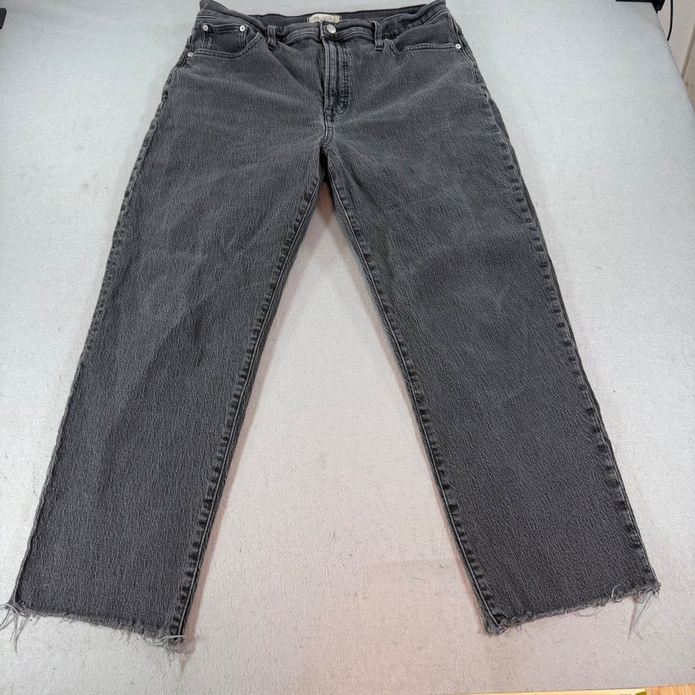 Madewell Perfect Vintage Straight Jeans Womens‎ 32 Faded Black Raw Hem